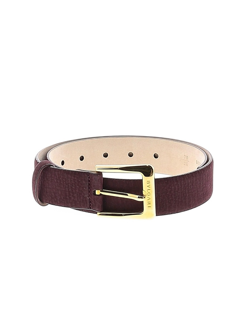 Bulgari Burgundy Leather Belt with Gold Buckle 70 28 women’s or men’s BVLGARI
